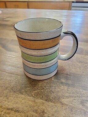 Vintage Striped Colour Mugs, Made in Japan